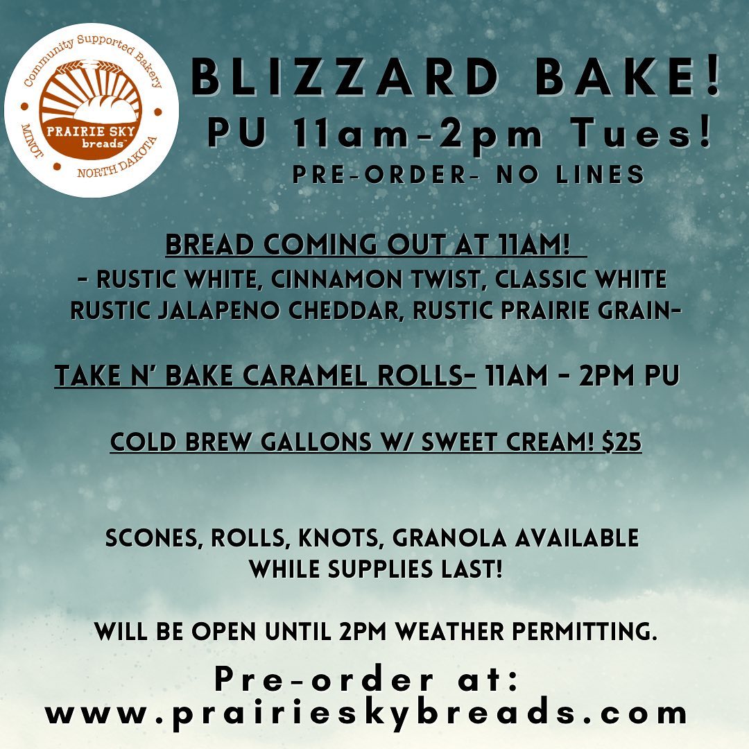 Pre Blizzard Bake Sale – Pick-Up Tuesday!
